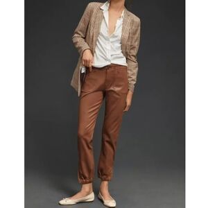 Paige Mayslie Brown Coated Jogger Pants Size 30 Elastic Cuff